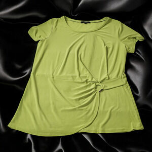 Atelier 29 Blouse Top Shirt Ring Cinched Tunic Green Plus 2X Business Casual